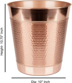 img 2 attached to 🗑️ nu steel Small Round Vintage Copper Hudson Decorative Wastebasket with Hammered Finish for Bathroom, Bedroom, Dorm, College, Office - 10" X 10" X 10.8