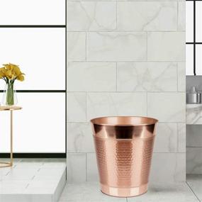 img 1 attached to 🗑️ nu steel Small Round Vintage Copper Hudson Decorative Wastebasket with Hammered Finish for Bathroom, Bedroom, Dorm, College, Office - 10" X 10" X 10.8