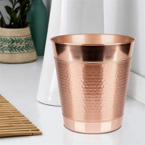 img 3 attached to 🗑️ nu steel Small Round Vintage Copper Hudson Decorative Wastebasket with Hammered Finish for Bathroom, Bedroom, Dorm, College, Office - 10" X 10" X 10.8