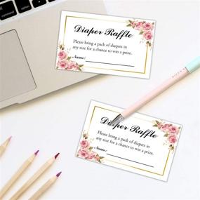img 1 attached to 🎟️ Premium Set of 50 Pink Floral Diaper Raffle Tickets for Memorable Baby Shower Games - Win Exciting Favors by Bringing a Diaper Pack!
