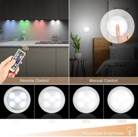 img 1 attached to 🌈 Enhance Your Space with AISITIN Puck Lights Battery Operated Lights – Remote Control, 8 Pack Under Cabinet Light with 16 Colors & 3 Modes (6000K/4000K/RGB), Includes 2 USB Cables