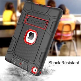 img 1 attached to iPad 6th/5th Gen Heavy Duty Case with Kickstand - BENTOBEN Protective Cover, Black & Red