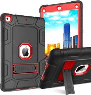 ipad 6th/5th gen heavy duty case with kickstand - bentoben protective cover, black & red logo