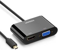 🔌 адаптер ugreen active micro hdmi: конвертер hdmi в vga с аудио-разъемом – идеально подходит для ультрабуков, планшетов, камер и видеокамер (черный) логотип