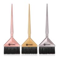 🎨 versatile hair color brush set: 3-piece hair dyeing brush tool kit for salon & home diy (silver+rose gold+gold) logo