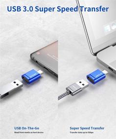 img 2 attached to 💙 JSAUX Адаптер USB C к USB A 3.0 (2 шт.) - Адаптер Thunderbolt 3 к USB 3.0/2.0 Female OTG, совместим с Dell XPS, Samsung Galaxy S20+ S10 и другими - синий