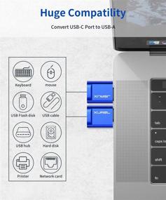 img 1 attached to 💙 JSAUX Адаптер USB C к USB A 3.0 (2 шт.) - Адаптер Thunderbolt 3 к USB 3.0/2.0 Female OTG, совместим с Dell XPS, Samsung Galaxy S20+ S10 и другими - синий