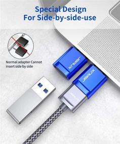 img 3 attached to 💙 JSAUX Адаптер USB C к USB A 3.0 (2 шт.) - Адаптер Thunderbolt 3 к USB 3.0/2.0 Female OTG, совместим с Dell XPS, Samsung Galaxy S20+ S10 и другими - синий