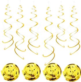 img 4 attached to 🎉 Gold Party Swirl Decorations Foil Swirl Hanging Decoration 30Pc Plastic Streamer for Ceiling 22 Inches
