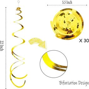 img 3 attached to 🎉 Gold Party Swirl Decorations Foil Swirl Hanging Decoration 30Pc Plastic Streamer for Ceiling 22 Inches