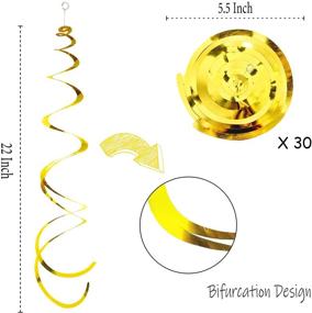 img 3 attached to 🎉 Золотые вечеринки Декорации вертелки Фольговая вертелка Подвесное украшение 30 шт. Пластиковый гирлянд для потолка 22 дюйма