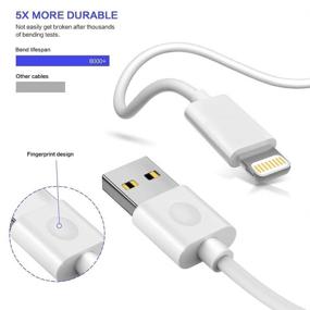 img 3 attached to 🔌 Зарядное устройство Apple MFi Certified для iPhone - 2 шт. кабель Lightning на 6 футов - быстрая зарядка и синхронизация - совместимо с iPhone 12/Max/11Pro/11/XS/Max/XR/X/8/8P/7 - белый