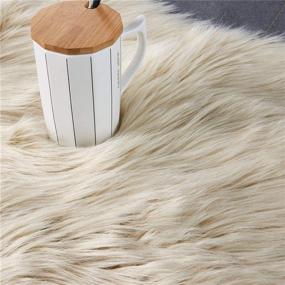 img 1 attached to 🐑 Luxuriate in EasyJoy: Ultra Soft Fluffy Rugs for Cozy Comfort (2 x 6 ft Sheepskin, Beige)