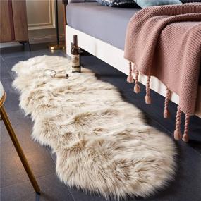 img 4 attached to 🐑 Luxuriate in EasyJoy: Ultra Soft Fluffy Rugs for Cozy Comfort (2 x 6 ft Sheepskin, Beige)