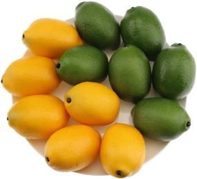 img 4 attached to Gresorth 12pcs Artificial Lifelike Simulation Lemon Fake Fruit Home Kitchen Cabinet Decoration - Yellow & Green