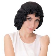 100% silk double sided sleep bonnet for long curly hair - adjustable size, black logo