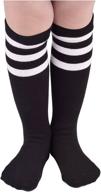 🧦 striped knee high tube soccer socks for kids - cotton sports uniform socks for toddler boys and girls логотип