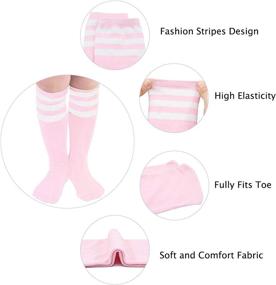 img 1 attached to 🧦 Striped Knee High Tube Soccer Socks for Kids - Cotton Sports Uniform Socks for Toddler Boys and Girls