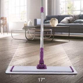 img 2 attached to 🧹 CQT 18-Inch Commercial Microfiber Mop Floor Cleaning System for Wet-Dry and Dusting | Hardwood Floor Mop with 4 Washable Pads | Cleaner for Hardwood, Laminate, and Tile | Stainless Steel Handle | Purple