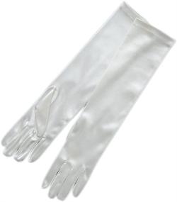 img 1 attached to 🧤 Elegant Long Shiny Stretch Satin Dress Gloves for Girls - ZAZA BRIDAL 6BL