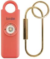 birdie: the original personal safety alarm for women by women - 130db siren, flashing strobe light, solid brass key chain and key ring in 5 vibrant colors (coral) logo