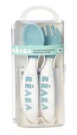 🍽️ beaba second stage ergonomic baby cutlery set, peacock - spoon & fork with travel case logo