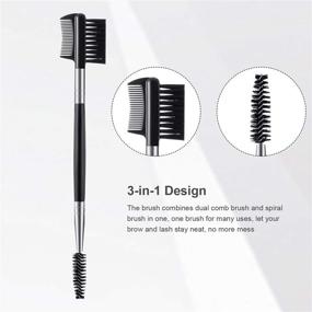 img 3 attached to Black Eyebrow Eyelash Shaper with Dual Comb Brush - Dual Head Double Sided Makeup Grooming Tool for Women, Girls on the Go - 3 Piece Set