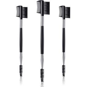 img 4 attached to Black Eyebrow Eyelash Shaper with Dual Comb Brush - Dual Head Double Sided Makeup Grooming Tool for Women, Girls on the Go - 3 Piece Set