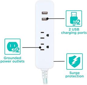 img 3 attached to Cordinate Designer 2-Outlet Power Strip With 2 USB Ports