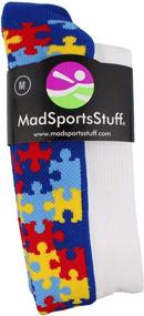 img 3 attached to 🧩 Носки с полной длиной "Puzzle Heart Autism Awareness" от MadSportsStuff: Поддержка и стиль.