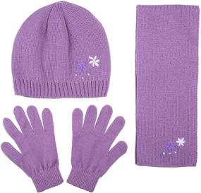 img 3 attached to Flower Scarf Glove Lavender Child Girls' Accessories for Cold Weather