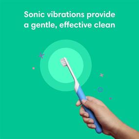 img 1 attached to 🪥 QUIP Kids Electric Toothbrush - Sonic Toothbrush with Compact Brush Head, Travel Cover &amp; Mirror Mount, Gentle Bristles, Timer, and Ergonomic Rubber Handle - Blue