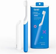 🪥 quip kids electric toothbrush - sonic toothbrush with compact brush head, travel cover &amp; mirror mount, gentle bristles, timer, and ergonomic rubber handle - blue logo