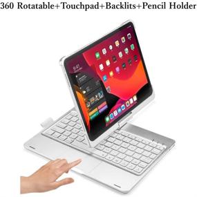 img 3 attached to 🔥 Enhance Your iPad Air 4 Experience: 360 Rotating Backlit Keyboard Case with Touchpad and Apple Pencil Holder