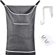 🧺 hanging laundry hamper bag with zipper - save space with door hampers for laundry hanging. includes 2 stainless steel hooks and suction hooks for wall/bathroom. color: grey. логотип