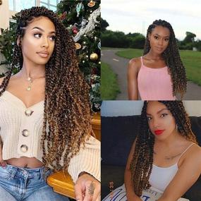 img 1 attached to 🏾 8 Pack Passion Twist Hair 18 Inch - Water Wave Crochet Braiding Hair Extensions for Black Women, Passion Twist Crochet Hair (1B/27)