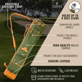 img 3 attached to 🏌️ Thorza Sunday Golf Bag: Unisex Vintage Canvas & Leather Bag, Accommodates Clubs, Balls, Tees for 18 Holes, Zippered Pockets, Lightweight w/ Convenient Carry Handle & Shoulder Strap