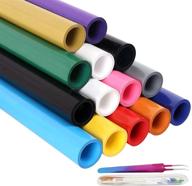 🎁 premium htv bundle - 14 packs of 12 inch by 5 feet heat transfer vinyl rolls for t-shirts, easy cut iron-on vinyl for iron, cricut, and heat press logo