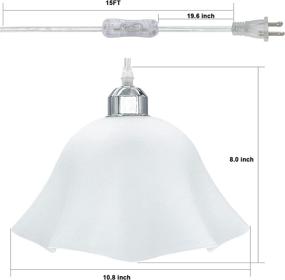 img 3 attached to 🌸 2-Pack Plug in Pendant Light with On/Off Switch, 15ft Clear Cord, Frosted Plastic White Shade - Ideal for Living Room, Hall, Bedroom - Flower Lampshade Design