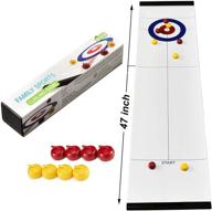 🏓 compact family curling board with shuffleboard rollers logo