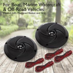 img 3 attached to 🔊 Waterproof Marine Speakers - 4'' 2 Way Off-Road Vehicles & Weather Resistant Outdoor Audio Stereo Sound System w/ LED Lights, 100W Power, Low Profile Slim Style, Pair, Black- Pyle PLMRS43BL