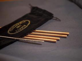 img 2 attached to 🥤 Set of 4 Engraved Pure Copper Drinking Straws | 1897 Collection by Cuyahoga Copper | Includes Cleaning Brush & Black Velvet Bag