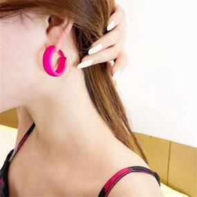 img 1 attached to Dazzle at the Party with DIYANMMY Retro Hoop Earrings 🎉 - Exaggerated Geometric Pink Candy Color Jewelry for Women and Girls!