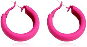 img 4 attached to Dazzle at the Party with DIYANMMY Retro Hoop Earrings 🎉 - Exaggerated Geometric Pink Candy Color Jewelry for Women and Girls!