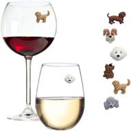 🐶 simply charmed magnetic dog wine charms: adorable puppy glass identifiers for stemless glasses - perfect birthday or hostess gift for dog lovers – set of 6 logo