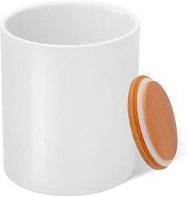 img 4 attached to Kopmath Ceramic Kitchen Canister: White Utensil Holder, 61 FL OZ for Countertop Storage
