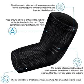 img 2 attached to 👕 NEENCA [2 Pack] Compression Elbow Brace - Professional Elbow Sleeve for Tendonitis, Tennis, or Golf Elbow - Medical Support Sleeve for Sports Protection and Pain Relief - Pair Wrap