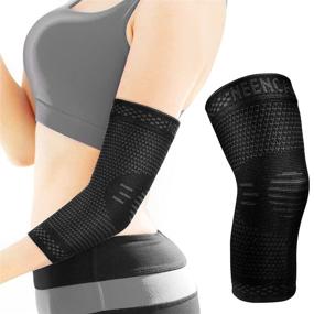 img 4 attached to 👕 NEENCA [2 Pack] Compression Elbow Brace - Professional Elbow Sleeve for Tendonitis, Tennis, or Golf Elbow - Medical Support Sleeve for Sports Protection and Pain Relief - Pair Wrap