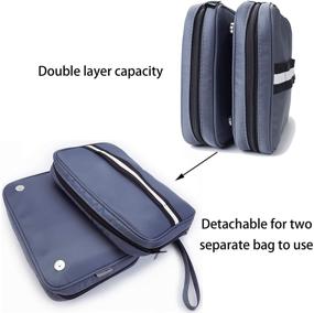 img 3 attached to 🔌 Double Layer Detachable Waterproof Travel Cable Case - FLYINGCOLORS Electronic Organizer for Cable, iPad, Phone, Charger, USB, SD Card (Grey)