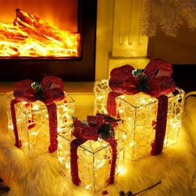 img 2 attached to 🎁 ATDAWN Set of 3 Lighted Gift Boxes: Clear Acrylic Pre-lit Christmas Decorations for Home Gift Box Decorations